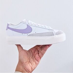 Nike Blazer Low White and Purple Platform Sneakers